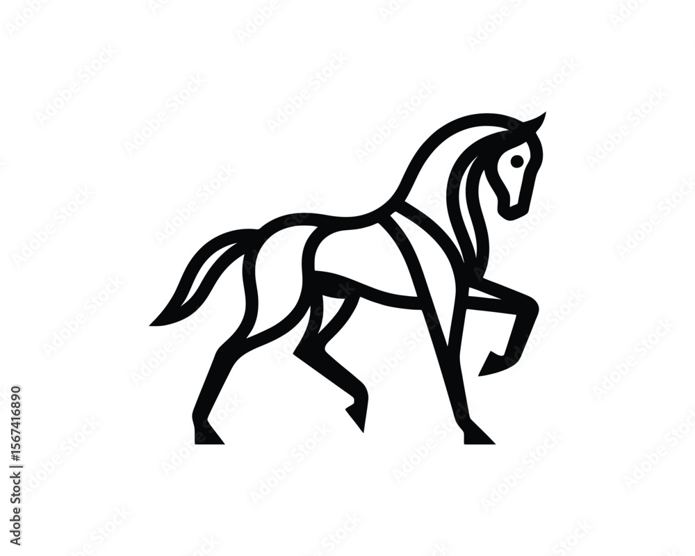 Elegant linear horse vector silhouette for logo or emblem design Elegant linear horse vector silhouette for logo or emblem design
