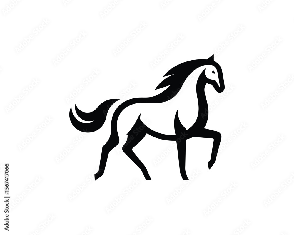 Elegant stallion silhouette vector illustration for equestrian branding Elegant stallion silhouette vector illustration for equestrian branding