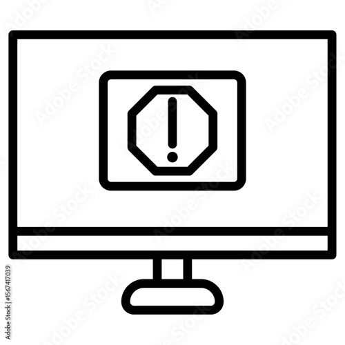 unauthorized access icon flat thin outline art logo