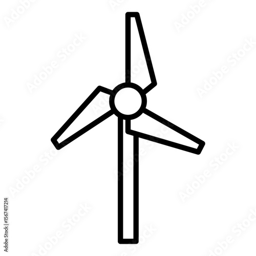 wind turbine icon flat thin outline art logo