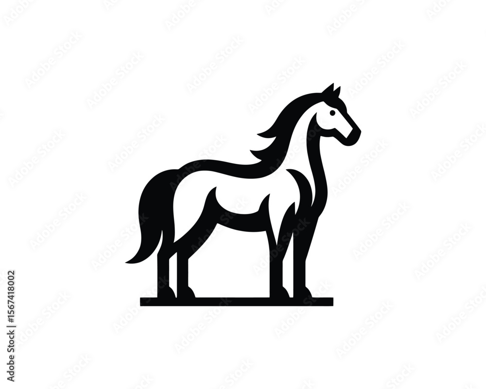 Elegant horse stallion icon bold vector illustration for equine branding Elegant horse stallion icon bold vector illustration for equine branding
