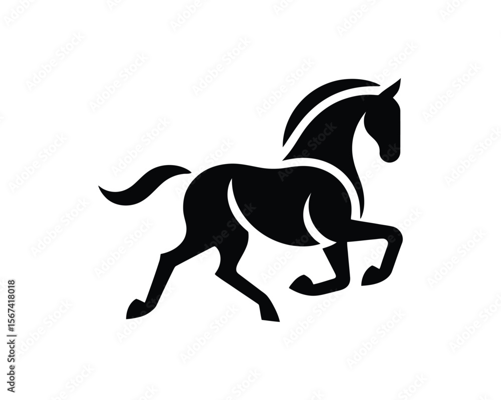 Fototapeta premium Elegant black stallion vector emblem for equestrian brands
