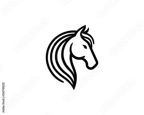 Elegant equine head vector minimalist line art