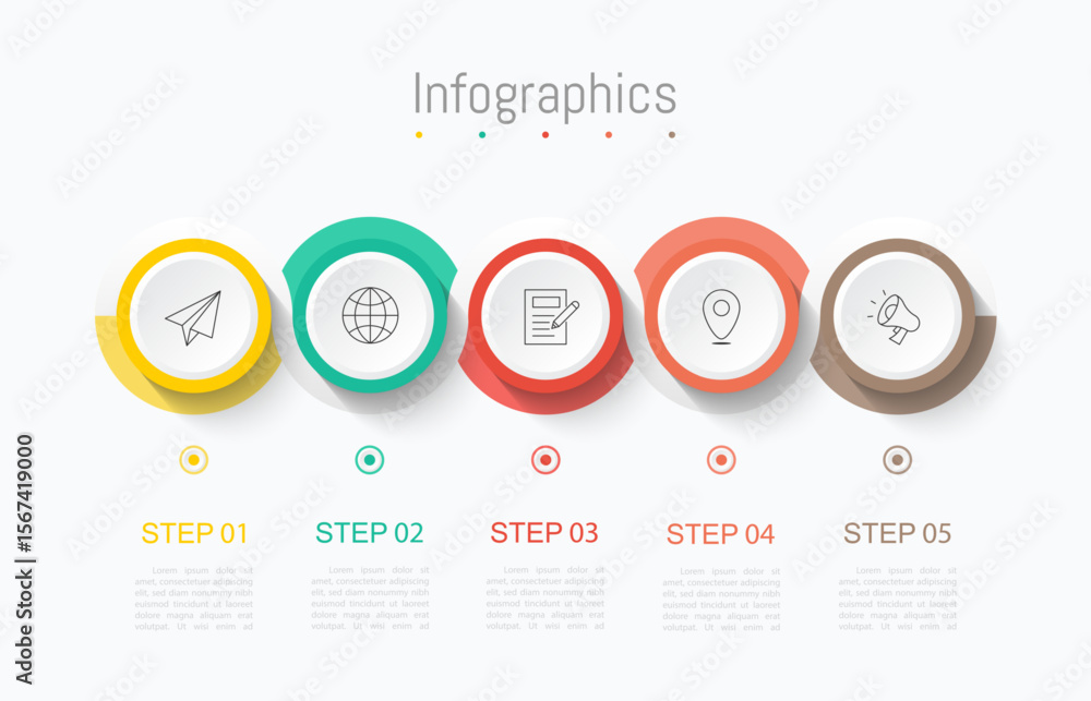 Fototapeta premium Infographic 5 options design elements for your business data. Vector Illustration.