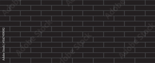 black brick wall texture, seamless cladding pattern for interior decoration, kitchen backsplash, plastic panel, building outdoor design. Abstract minimal background, vector eps 10