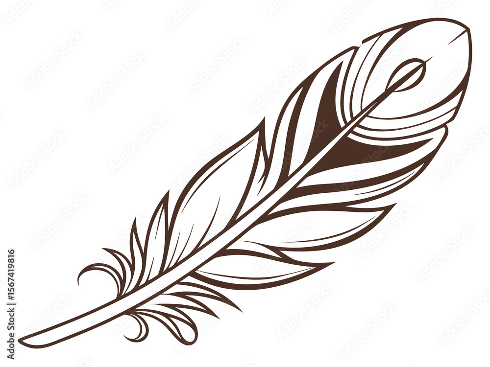 Obraz premium Vibrant Modern Feather With Metallic Gradient Line Engrav Vector Illustration