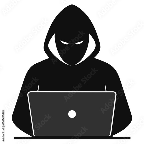 hacker with laptop computer
