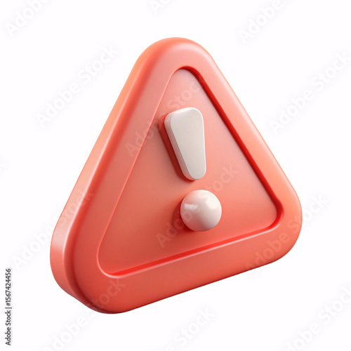 Stylized 3d red exclamation mark warning sign with a sphere