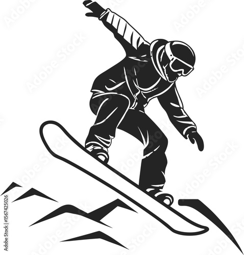 snowboarder mid air black silhouette vector