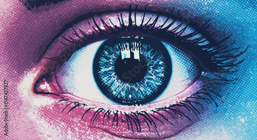 Eye See You: A Striking Graphic Illustration of a Detailed Blue Eye