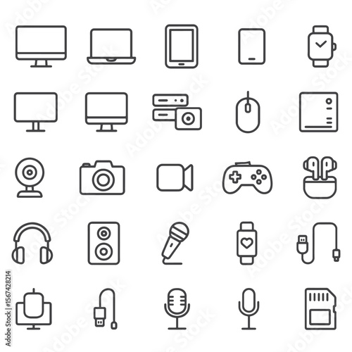 Device Line Icon Set - collection and Gadget Icons