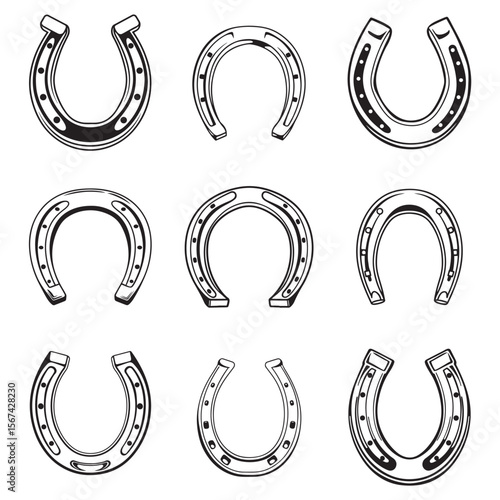 Vintage horseshoe silhouette. Horseshoe icon vector illustration.