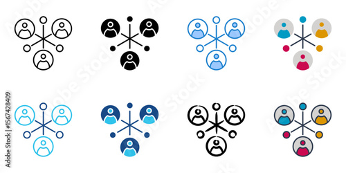 Stakeholder icon set multiple style collection 

