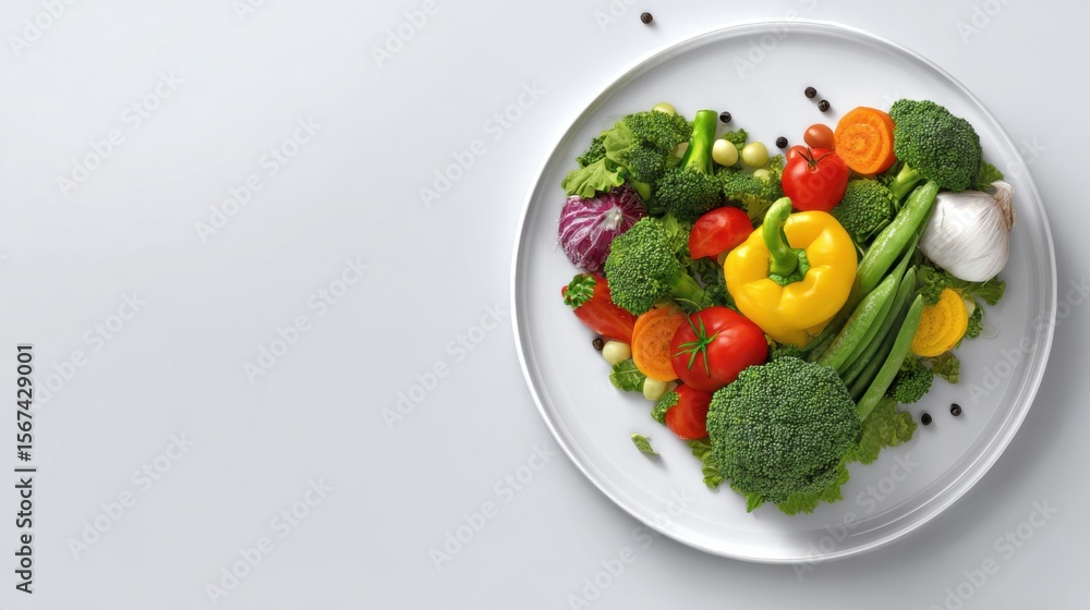 Colorful Heart-Shaped Vegetable Medley on a Plate with Copy Space Colorful Heart-Shaped Vegetable Medley on a Plate with Copy Space