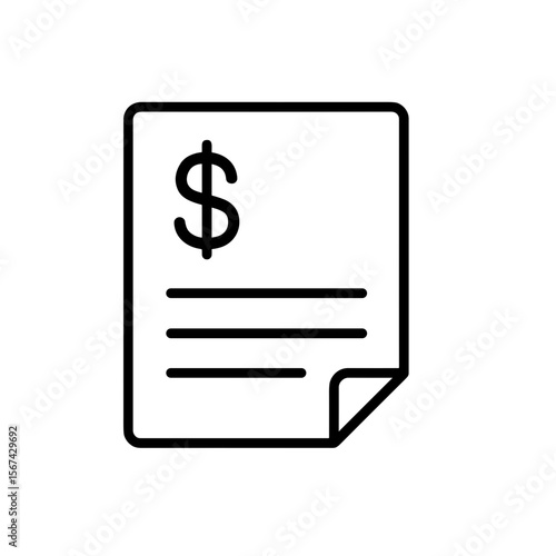 Outline financial document icon with dollar symbol for payment record