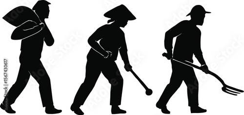 Black silhouette images workers vector