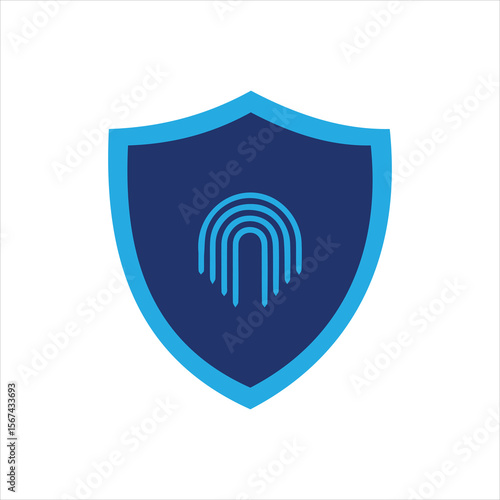 Fingerprint security shield icon for biometric identification and data protection