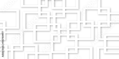 Abstract illustration of randomly arranged gray rectangle frames with soft shadows, Modern banner square geometric shapes creative abstract design. 