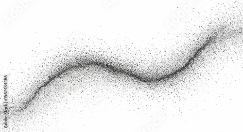 Abstract image featuring a wave of dark granules against a white background