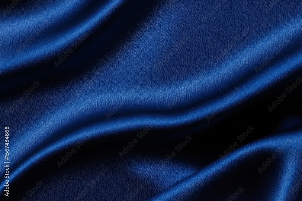 Obraz premium Delicate waves of dark blue silk creating a serene backdrop with captivating depth and texture