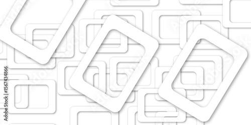 Abstract illustration of randomly arranged gray rectangle frames with soft shadows, Modern banner square geometric shapes creative abstract design. 
