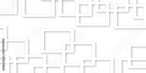 Abstract illustration of randomly arranged gray rectangle frames with soft shadows, Modern banner square geometric shapes creative abstract design. 