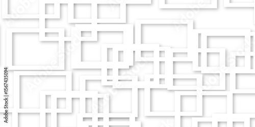 Abstract illustration of randomly arranged gray rectangle frames with soft shadows, Modern banner square geometric shapes creative abstract design. 