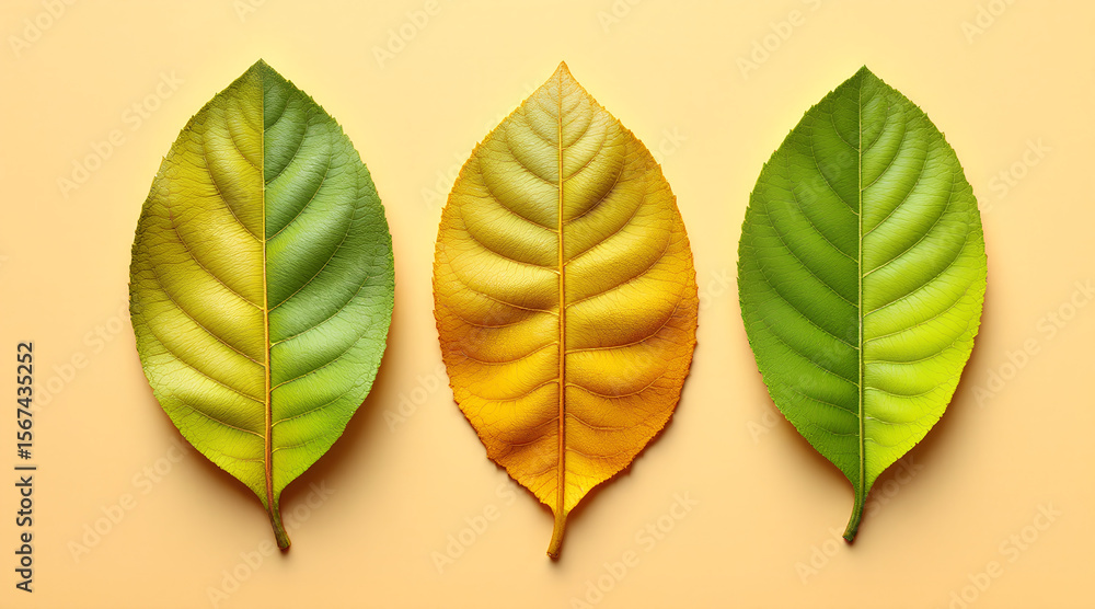Obraz premium Transitional Autumn Leaves on Pastel Background