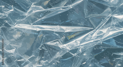 Abstract light blue crumpled plastic texture for background and design elements