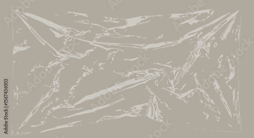 Beige background with abstract design of crumpled plastic or cellophane texture