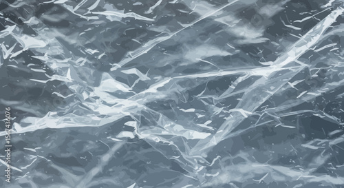 Detailed close-up showcasing the intricate textures and patterns of crumpled plastic material