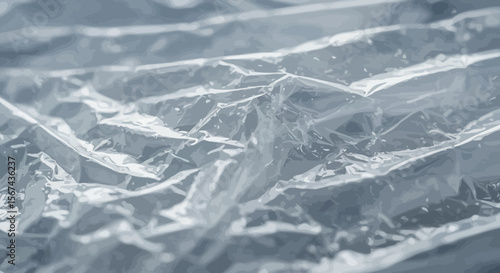 Abstract background featuring crumpled plastic material with light reflections