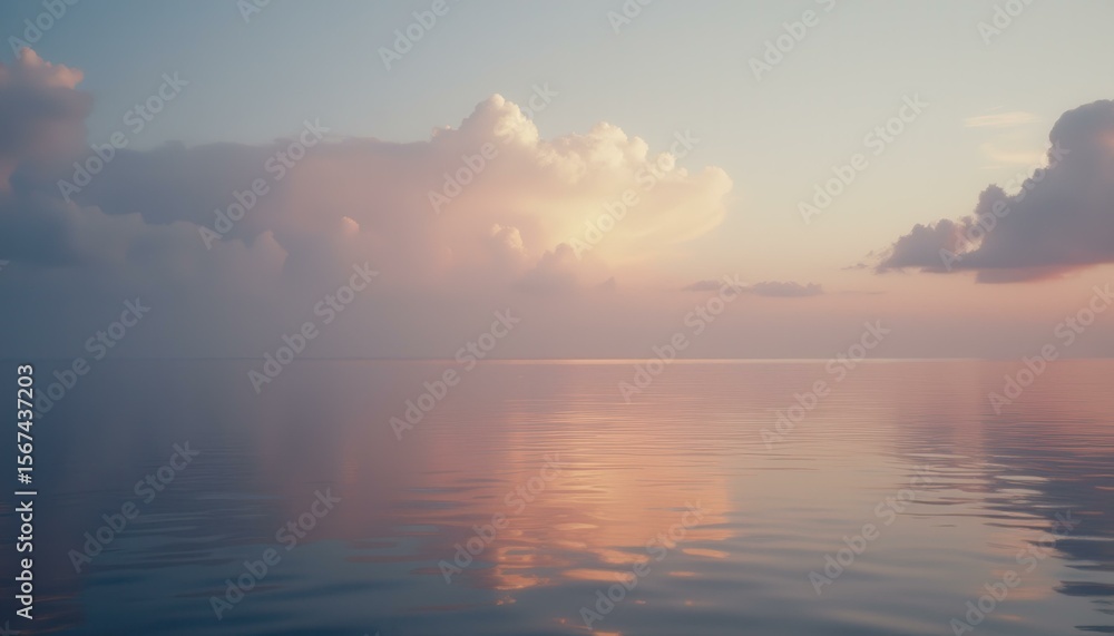 Obraz premium Serene sunset reflection over calm ocean waters