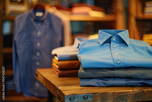 premium quality visual of close up of ironed and folded shirts on table
