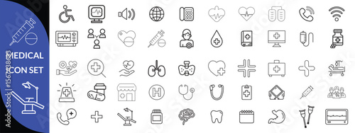 MEDICAL ICON SET. Healthcare and Medicine Line Icons. Editable Stroke. Pixel Perfect. For Mobile and Web. Contains such icons as Healthcare, Nurse, Hospital, Medicine, Ambulance