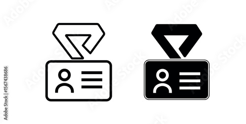 ID icon. id card icon. id badge icon. identification icon. identity pass card. authorization employee access card png and vector illustration on transparent background
