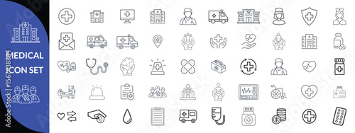 MEDICAL ICON SET. Healthcare and Medicine Line Icons. Editable Stroke. Pixel Perfect. For Mobile and Web. Contains such icons as Healthcare, Nurse, Hospital, Medicine, Ambulance