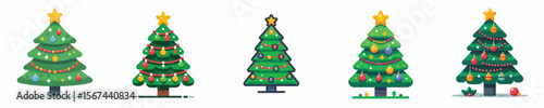 Wallpaper Mural Vector Christmas Tree with Star and Ornaments – Flat Festive Holiday Illustration Torontodigital.ca