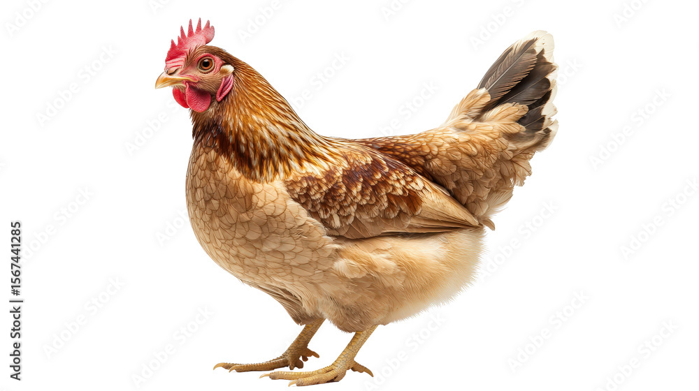 Fototapeta premium Elegant hen looking directly at camera, full eye contact Transparent background, PNG