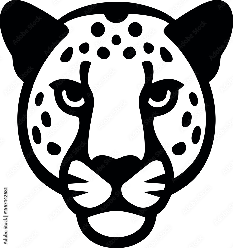 Naklejka premium Leopard Head vector black silhouette design