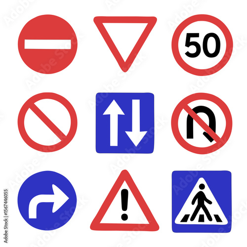 set of traffic signs