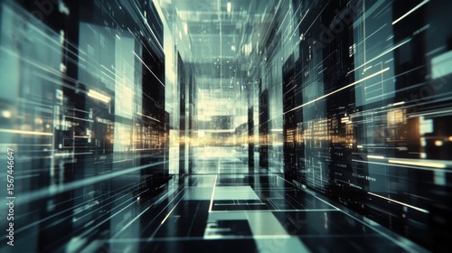 Futuristic Digital Corridor Abstract Data Stream
