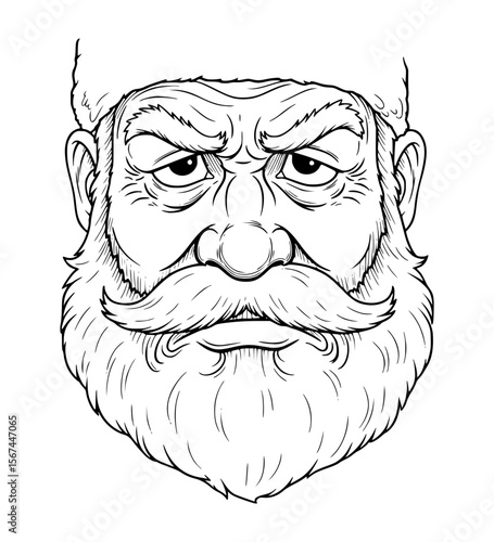 Embittered Santa Face Line Art