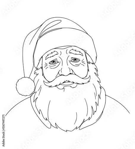 Resigned Santa Face Line Art