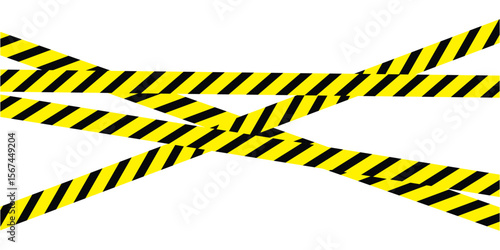 Hazardous warning tape set with seamless black and yellow lines for crime scenes and construction zones. Includes caution signs borders brushes and under construction tape for web safety in eps 10.