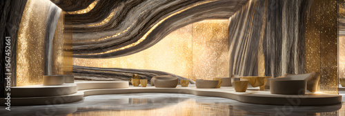 Luxurious Volcanic Magma Chamber Artistic with Champagne Gold and Ivory Textures Highlighting Geothermal Energy and Sustainable Power Concepts