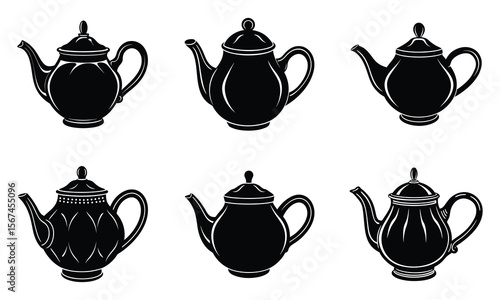 Elegant Teapot Silhouettes A Collection of Six Classic Designs