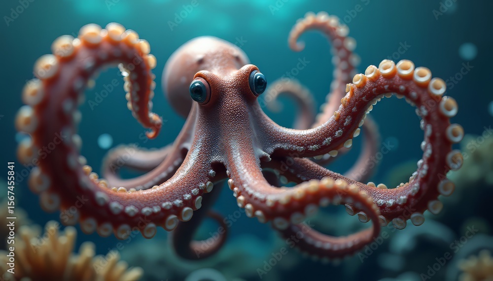 Obraz premium Cute Octopus in the Ocean