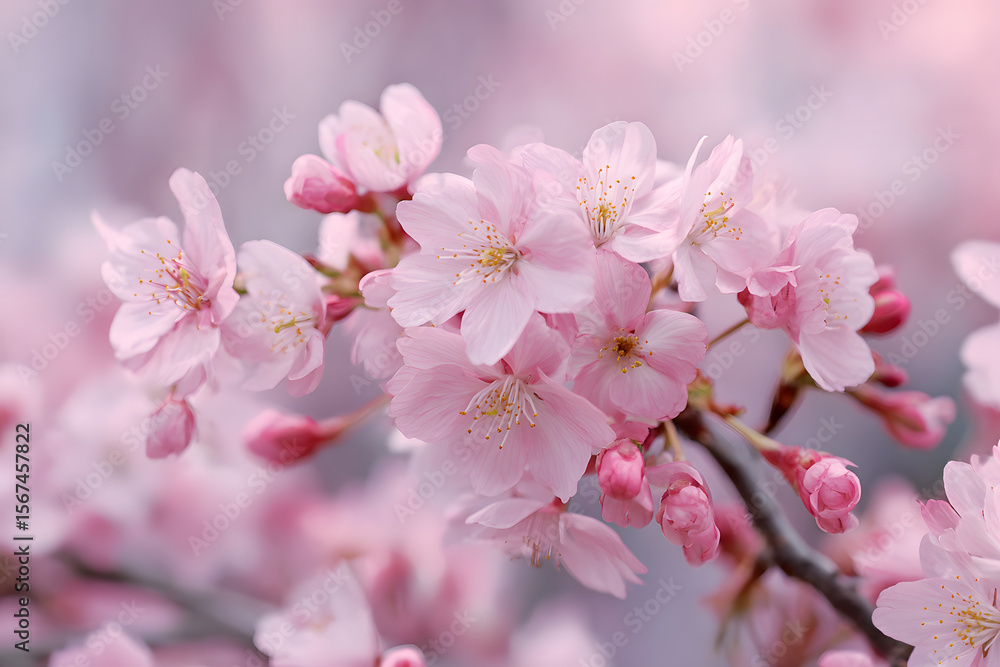 Fototapeta premium Soft pink cherry blossom display in full bloom
