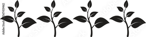 Set of growing plant icons representing eco-friendly growth stages, sustainable agriculture development, organic farming progress with transparent background